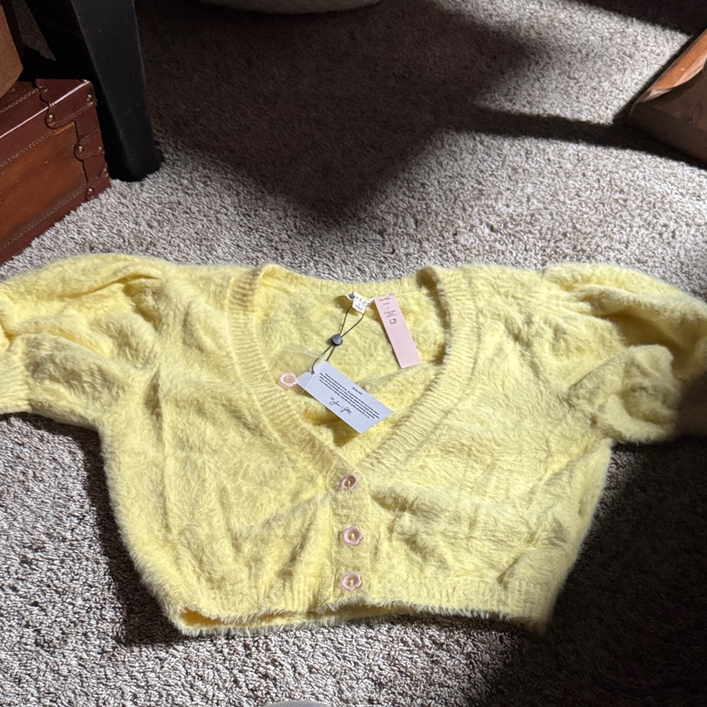 For Love And Lemons Soft Yellow Cardigan - Picture 1 of 7